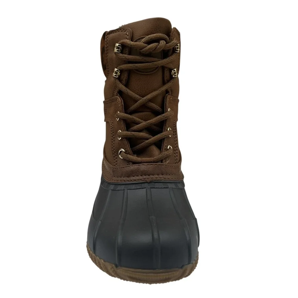 Tommy Hilfiger Women's Lined Duck Boots Size 7-7.5 Brown Leopard Print Warm Cozy